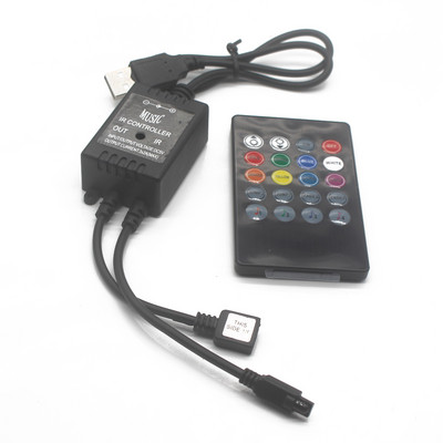USB 20 zenei gombok IR vezérlő fekete Távhang érzékelő RGB LED szalaghoz kiváló minőségű 5-24V