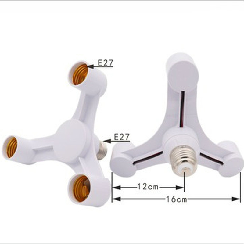 3 az 1-ben E27–E27 bővített LED izzók foglalatú osztó adapter tartó fotóstúdióhoz