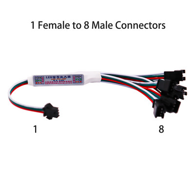 Mini TTL jelű LED erősítő átjátszó WS2811 WS2812B SK6812 3 tűs címezhető RGBIC LED szalagsor modulhoz 1 - 4/8 DC5-24V