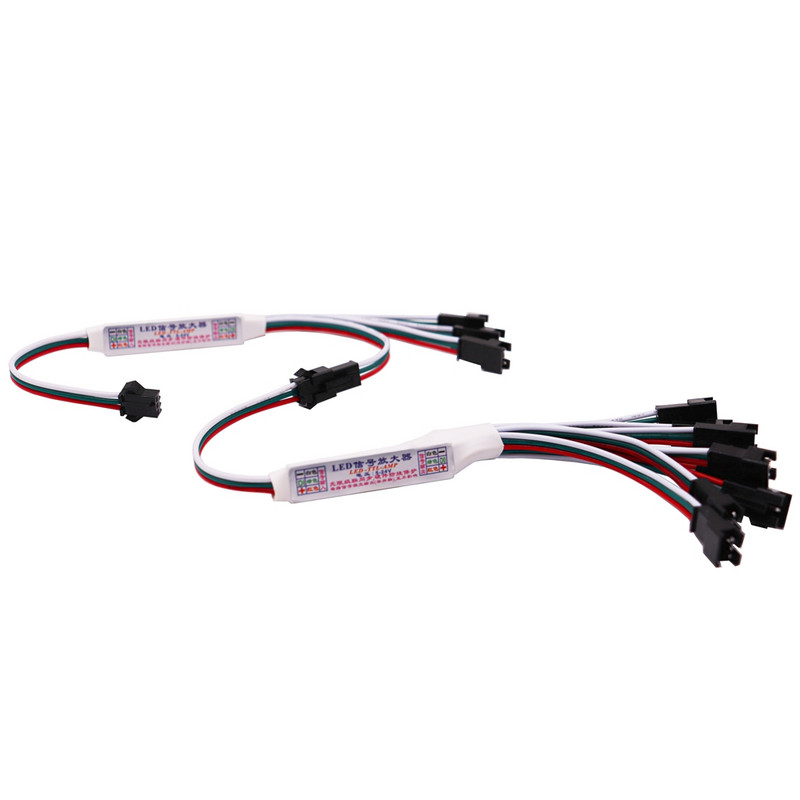 Mini TTL jelű LED erősítő átjátszó WS2811 WS2812B SK6812 3 tűs címezhető RGBIC LED szalagsor modulhoz 1 - 4/8 DC5-24V