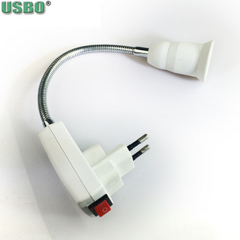 Η.Β. ΗΠΑ AU EU Plug to E27 Lamp Base Converter Μετατροπέας LED Light Wall Flexible Lamp Holder With Switch LED Head Bulb Socket 20cm