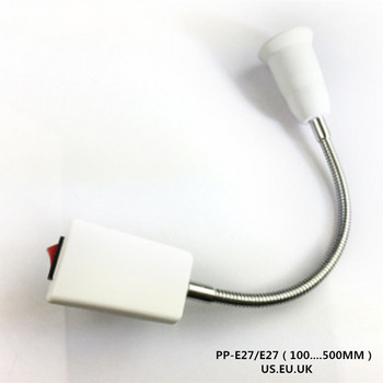 Η.Β. ΗΠΑ AU EU Plug to E27 Lamp Base Converter Μετατροπέας LED Light Wall Flexible Lamp Holder With Switch LED Head Bulb Socket 20cm