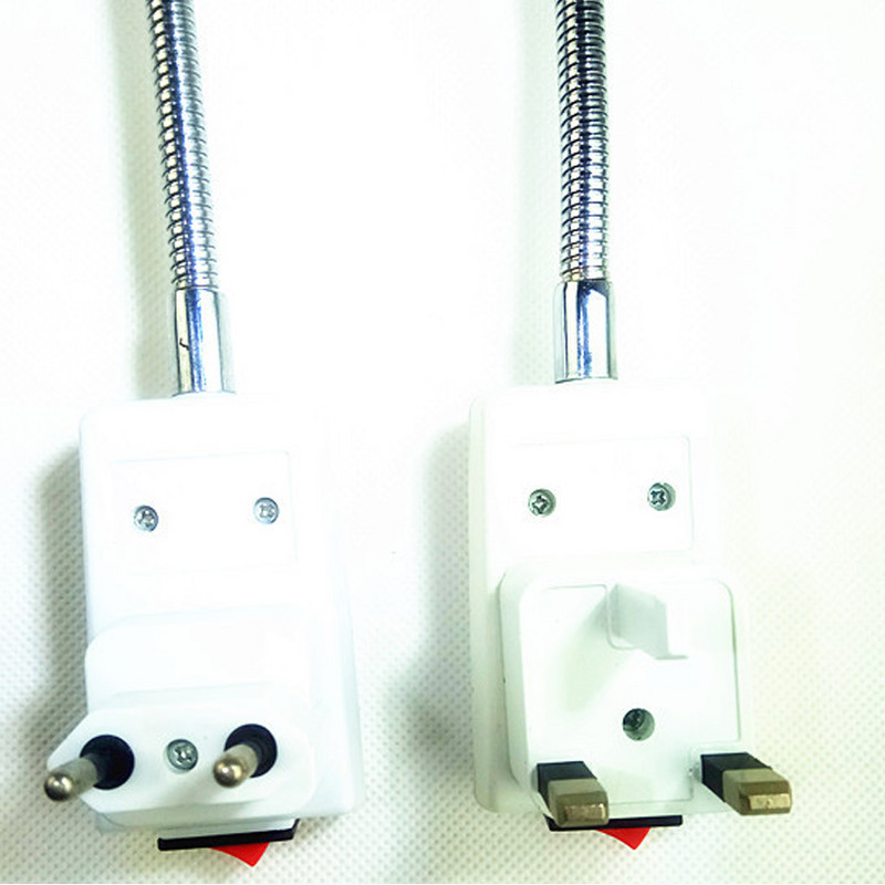 UK US AU EU dugó az E27 lámpatalphoz, LED-es lámpa fali rugalmas lámpatartó átalakító kapcsolóval LED fejes izzó foglalat 20cm