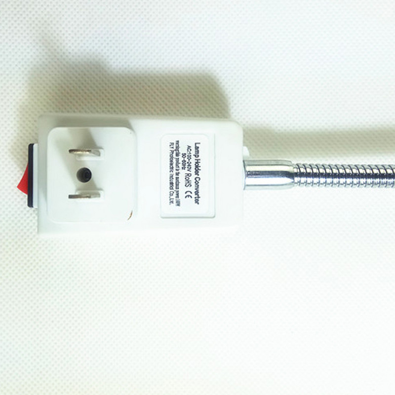 UK US AU EU dugó az E27 lámpatalphoz, LED-es lámpa fali rugalmas lámpatartó átalakító kapcsolóval LED fejes izzó foglalat 20cm