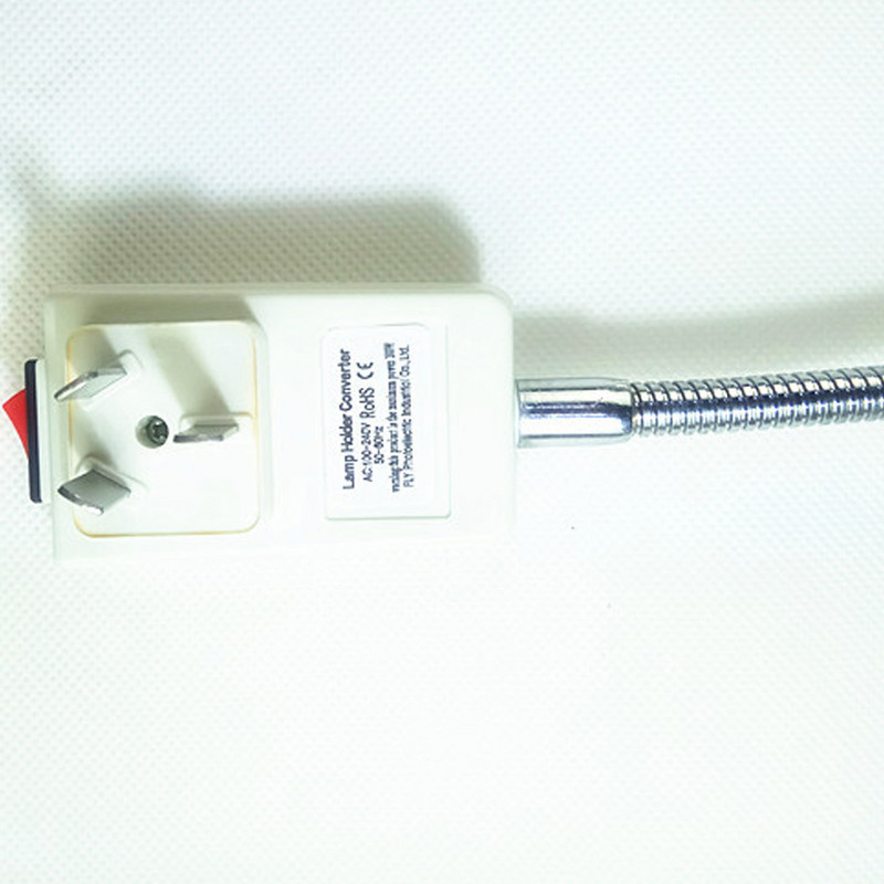 UK US AU EU dugó az E27 lámpatalphoz, LED-es lámpa fali rugalmas lámpatartó átalakító kapcsolóval LED fejes izzó foglalat 20cm