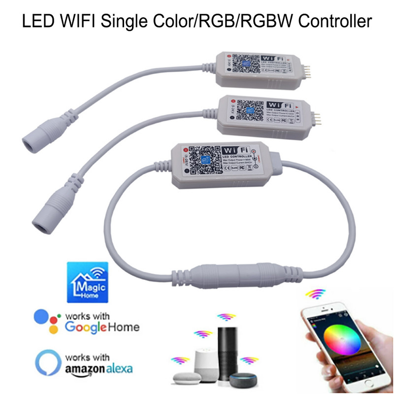 Magic Home Mini RGB RGBW egyszínű WiFi vezérlő DC5-24V LED szalag panelhez, világítás időzítési funkció 16 millió szín Smartph