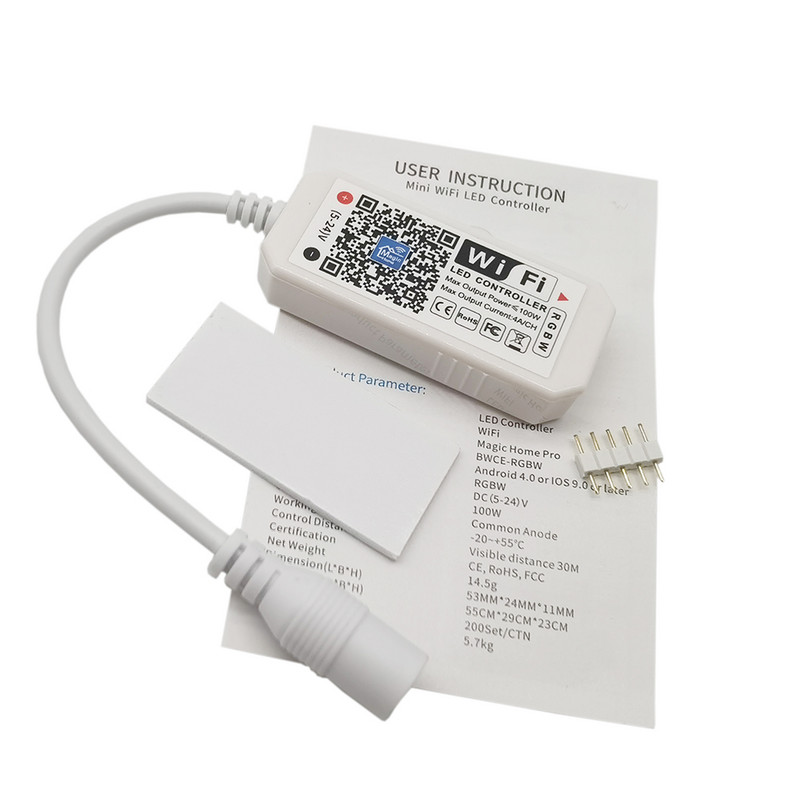 Magic Home Mini RGB RGBW egyszínű WiFi vezérlő DC5-24V LED szalag panelhez, világítás időzítési funkció 16 millió szín Smartph