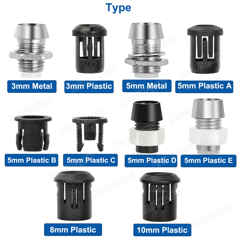3 mm-es 5 mm-es 8 mm-es 10 mm-es LED-es tartó aljzat kapocselőlap Fénykibocsátó dióda lámpa aljzat fedél fém króm műanyag kijelző csésze tok