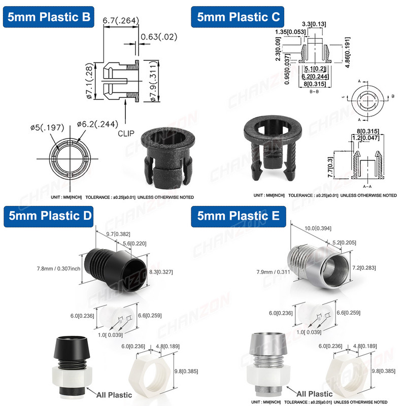 3 mm-es 5 mm-es 8 mm-es 10 mm-es LED-es tartó aljzat kapocselőlap Fénykibocsátó dióda lámpa aljzat fedél fém króm műanyag kijelző csésze tok