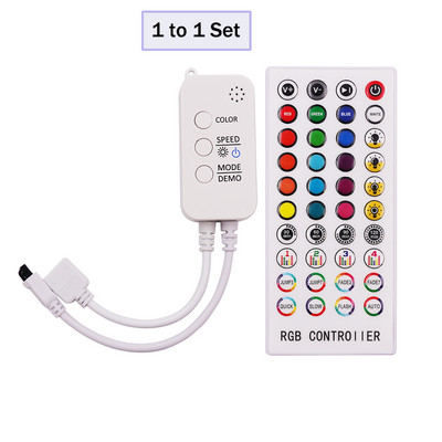 RGB LED szalagfényvezérlő DC12-24V Bluetooth zenevezérlő 40 gombos infravörös távirányítóval 5050 2835 RGB szalaghoz