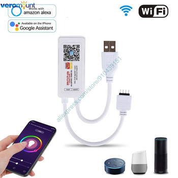 Smart Tuya WiFi RGB LED Controller DC 5V-24V Amazon Alexa Google Voice iOS/Android APP Έλεγχος DC / Διασύνδεση USB για ταινίες RGB