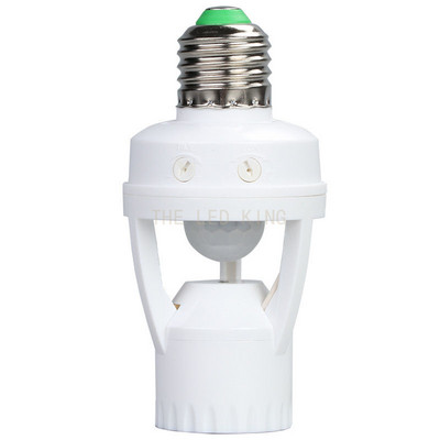 360 fokos PIR emberi indukciós mozgásérzékelő LED éjszakai lámpa aljzattalp E27 AC 110V-220V késleltetési idő állítható kapcsoló