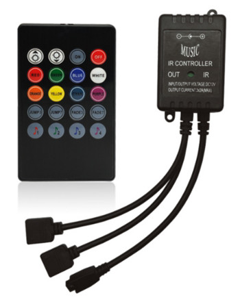 5-24V 20 πλήκτρα μουσικής Ελεγκτής υπερύθρων USB μαύρο Αισθητήρας ήχου για RGB LED ταινία υψηλής ποιότητας