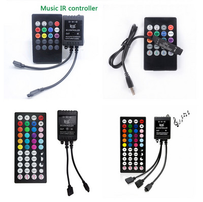 5-24V 20 muzikos klavišų IR valdiklis USB juodas Nuotolinis garso jutiklis RGB LED juostai aukštos kokybės