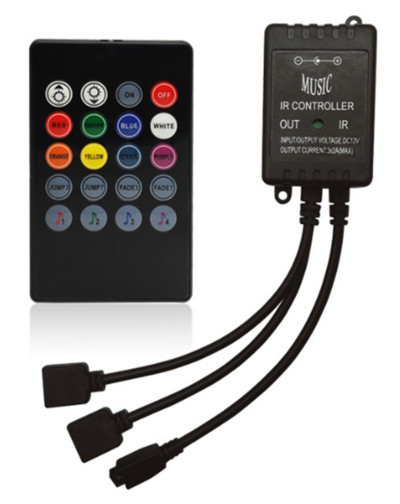 5-24V 20 zenei gomb IR vezérlő USB fekete Távirányító hangérzékelő RGB LED szalaghoz kiváló minőségű
