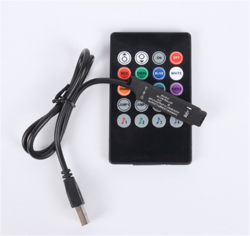 5-24V 20 zenei gomb IR vezérlő USB fekete Távirányító hangérzékelő RGB LED szalaghoz kiváló minőségű