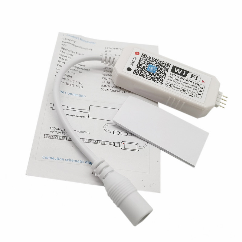 Magic Home Mini RGB RGBW WiFi vezérlő DC5-24V LED szalagos panelhez, fényidőzítési funkció, 16 millió szín okostelefonos vezérlés