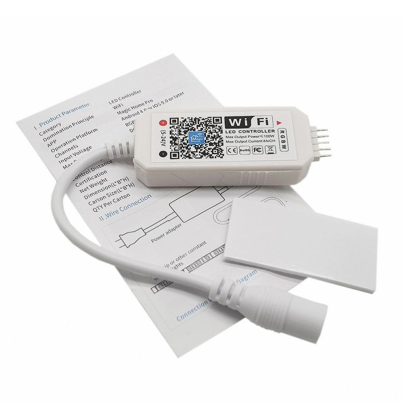 Magic Home Mini RGB RGBW WiFi vezérlő DC5-24V LED szalagos panelhez, fényidőzítési funkció, 16 millió szín okostelefonos vezérlés