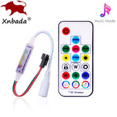 WS2812B WS2811 5050 RGB Led szalagos könnyűzene vezérlő MINI 17 gombos RF távirányító 370 mód Váltás DC/USB DC5-24V