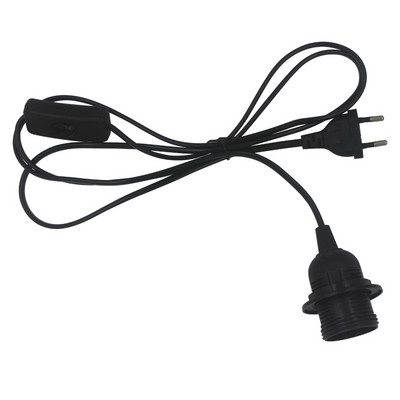 Lámpatalp tartó Tápkábel 1,8 m E27 EU Függesztett függő LED lámpatest Lámpa izzók Aljzatkábel adapterek Kapcsolóval 220V