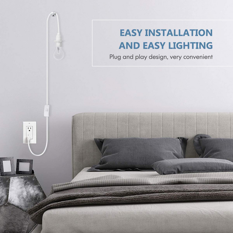 Lámpatalp tartó Tápkábel 1,8 m E27 EU Függesztett függő LED lámpatest Lámpa izzók Aljzatkábel adapterek Kapcsolóval 220V