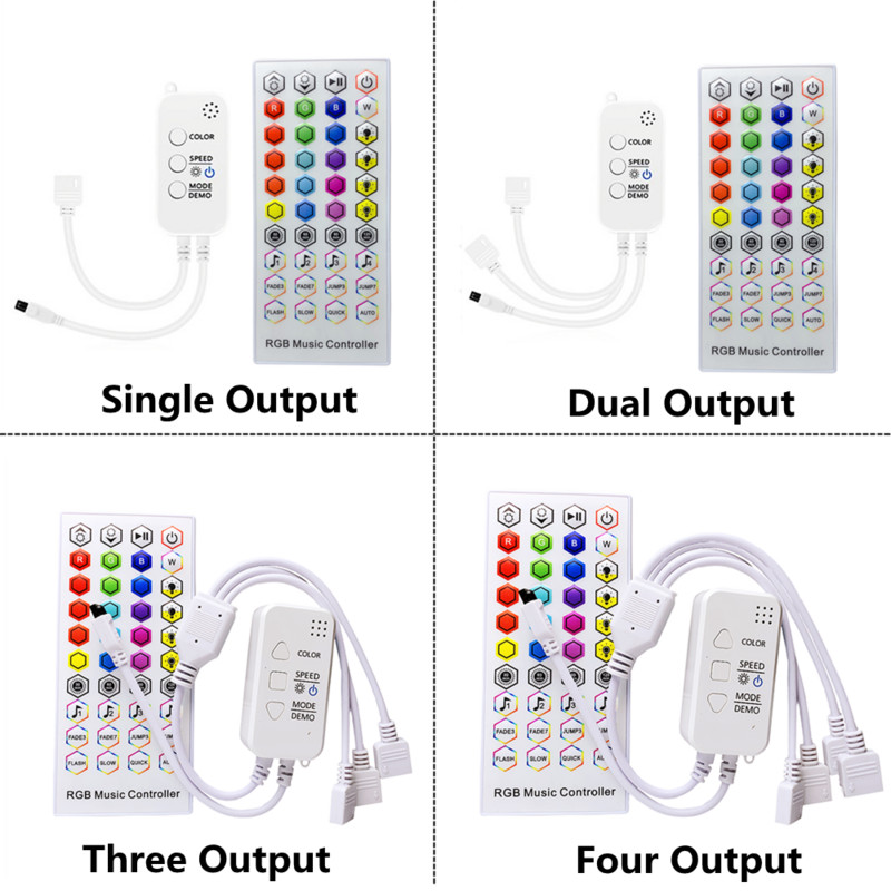 Bluetooth RGB LED vezérlő DC5-24V MIC Music Timer 40 gombos IR távirányító vezeték nélküli APP 5050 2835 SMD COB fénycsíkhoz