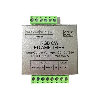 DC5V12V/24V egyszínű/RGB/RGBW/RGBWW RGB+CCT LED erősítő vezérlő 12A/24A/30A/50A 1CH/3CH/4CH/5CH Strip Power Repeater