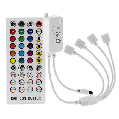 RGB LED vezérlő DC5-24V Bluetooth zenevezérlés 40 gomb 16 millió szín időzítő móddal 5050 2835 szalaghoz