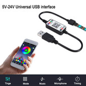 Intelligens Bluetooth LED fénycsík RGB fényszalag vezérlő Vezeték nélküli APP távirányító Zene időzítés Nappali Hálószoba Party