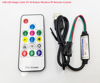 14/17 gombos DC/USB LED Magic Color Controller 2048 pixel 5V/12-24V vezeték nélküli RF távirányító WS2811 2812 címezhető RGB fényhez