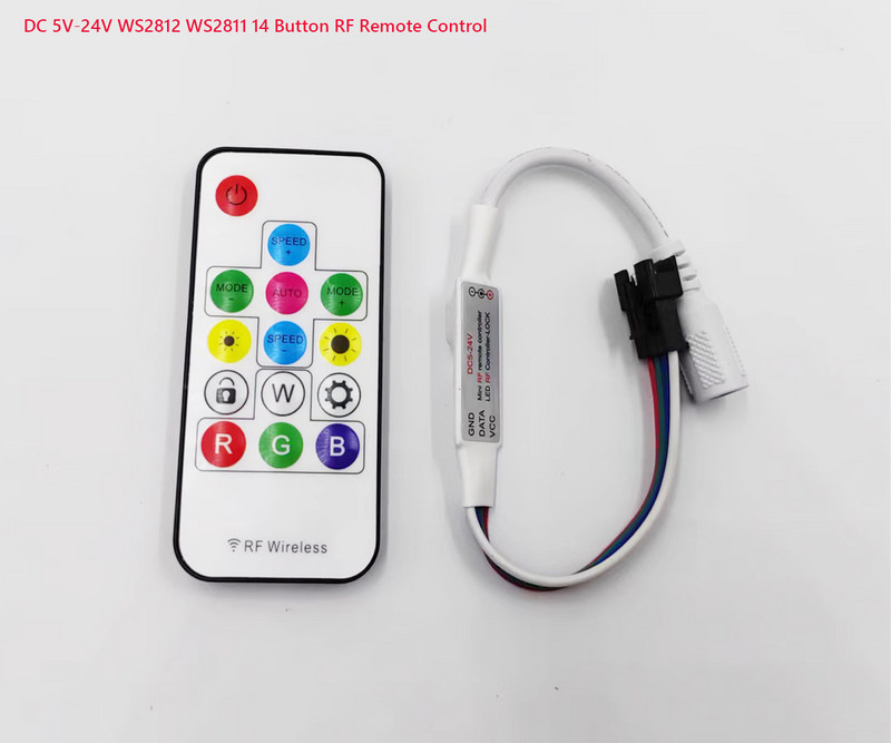 14/17 gombos DC/USB LED Magic Color Controller 2048 pixel 5V/12-24V vezeték nélküli RF távirányító WS2811 2812 címezhető RGB fényhez
