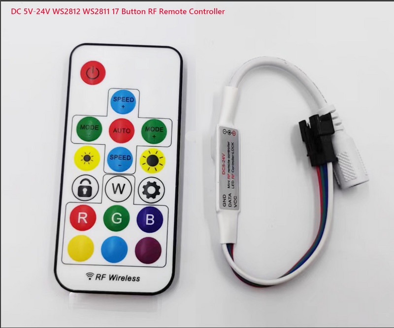14/17 gombos DC/USB LED Magic Color Controller 2048 pixel 5V/12-24V vezeték nélküli RF távirányító WS2811 2812 címezhető RGB fényhez