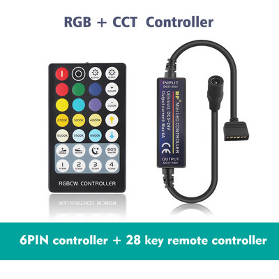 Mini vezeték nélküli RGB vezérlő LED szalagos RF távirányító 4 5 6 tűs RGB RGBW RGBWW CCT RGB+CCT LED szalagos lámpa DC5-24V Dimmer