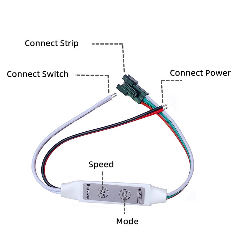DC5-24V LED vezérlőpanel reflux pixel vezérlő WS2811 fehér/meleg fehér futóvíz áramló lóverseny szalaglámpához