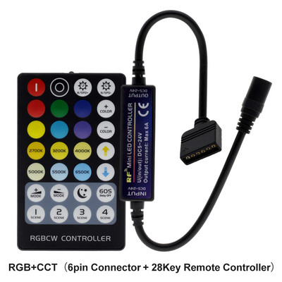 Új LED RF vezérlő 14/17/28 gombos távirányítóval egyszínű / dupla fehér / RGB / RGBW / RGB+CCT LED szalaglámpákhoz