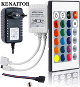 RGB LED szalagfény távirányító 24 gombos IR távirányító fényerőszabályzó DC 12V 2A LED táp 12V 5050 3528 RGB LED kötéllámpákhoz
