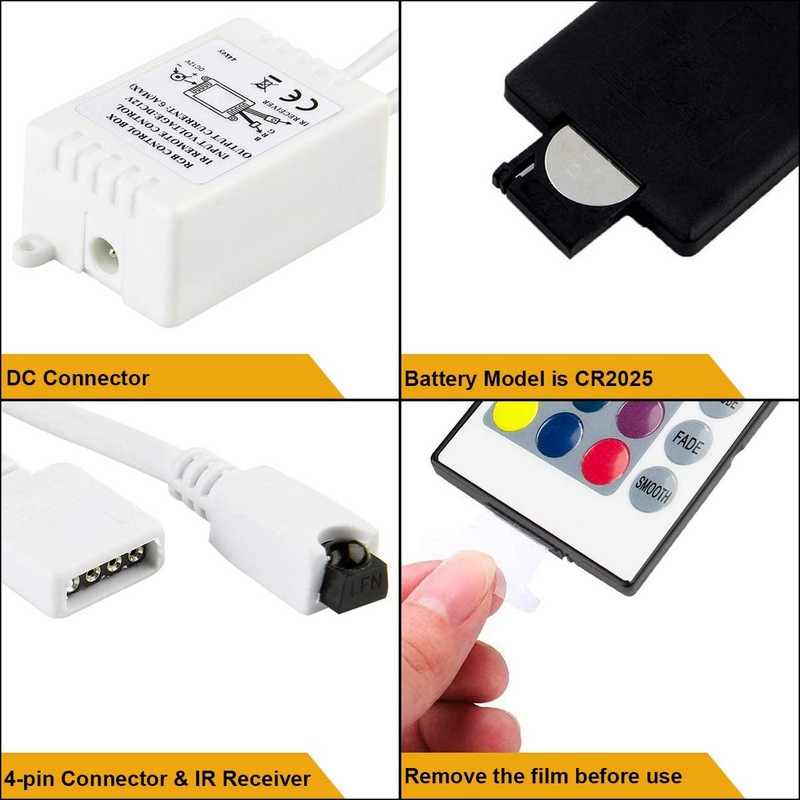 RGB LED Strip Light Remote Controller 24 Key IR Remote Dimmer DC 12V 2A LED Power for 12V 5050 3528 RGB LED Rope Lights