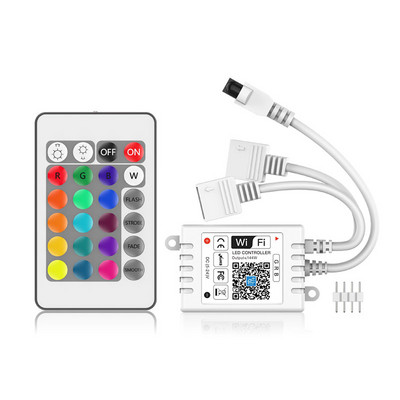 Wifi RGB IR LED kontrolieris Magic Home 5V-24V 24Key tālvadības pults 1/2 izeja RGB LED sloksnes gaismām