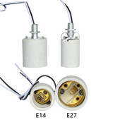 LED-es fényű kerámia csavaros hőálló adapter otthoni használatra dekorációs foglalat kör alakú izzó lámpatalphoz kábeltartóval E27 E14