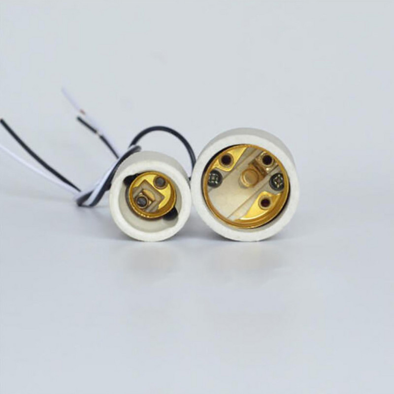 LED-es fényű kerámia csavaros hőálló adapter otthoni használatra dekorációs foglalat kör alakú izzó lámpatalphoz kábeltartóval E27 E14