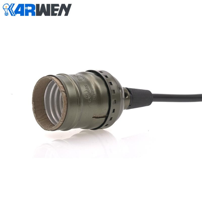 Retro Edison E27 csavaros izzó alumínium héjalap izzótartó foglalat kapcsolóval / láncos réz + vasaló 1,2 M kábelfogóval