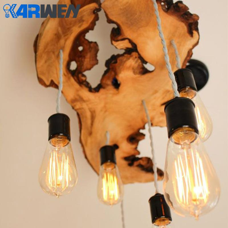 Retro Edison E27 csavaros izzó alumínium héjalap izzótartó foglalat kapcsolóval / láncos réz + vasaló 1,2 M kábelfogóval