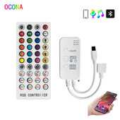 Music Sync APP Control RGB LED vezérlő LED szalaglámpákhoz 1 in 2 out Splitter Bluetooth-kompatibilis IR távirányító 12V 24V