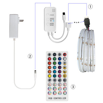 Управление на приложението за синхронизиране на музика RGB LED контролер за LED ленти Светлини 1 в 2 сплитер Съвместимо с Bluetooth IR дистанционно 12V 24V