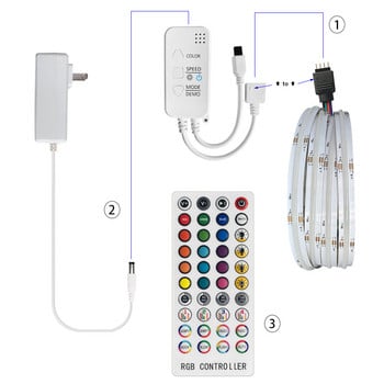 Music Sync APP Control RGB LED Controller για LED Strip Lights 1 σε 2 out Spliter Συμβατό με Bluetooth τηλεχειριστήριο IR 12V 24V