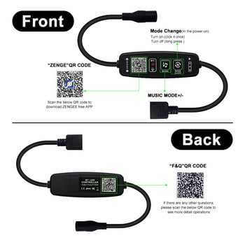 DC5-24V 2Key Mini с Bluetooth музикален бутон/контролер за приложение за телефон за 4Pin 5050 RGB или 3Pin индивидуално адресируема LED лента