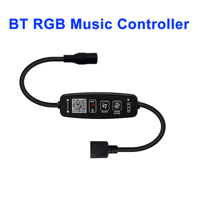 DC5-24V 2 gombos mini Bluetooth zenegombbal/telefon APP vezérlővel 4 Pin 5050 RGB vagy 3 Pin egyedileg címezhető LED szalaghoz