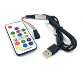 17 kulcsos USB-csatlakozókábel 5 V-os 3 tűs WS2811 RGB digitális LED pixelcsíkokhoz gombvezérlővel, álomszínű LED csatlakozóval
