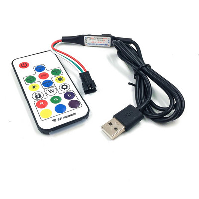 17 kulcsos USB-csatlakozókábel 5 V-os 3 tűs WS2811 RGB digitális LED pixelcsíkokhoz gombvezérlővel, álomszínű LED csatlakozóval