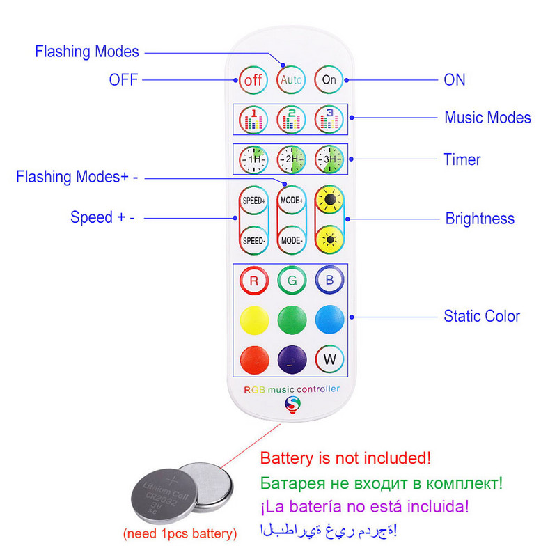 5V-24V RGB zenei dinamikus LED pixel vezérlő Bluetooth alkalmazás 24 gombos beépített mikrofon dimmer WS2812 WS2811 címezhető LED szalaghoz